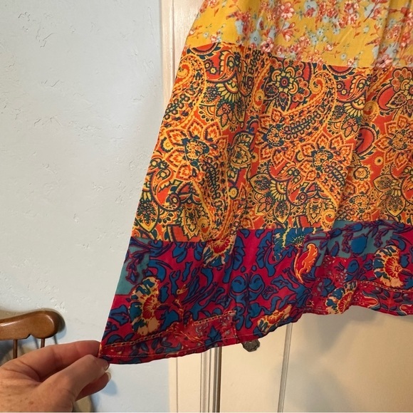 Intro Peach & White Striped Button-Up 3/4 Roll Tab Sleeve Boho Size 3X - Picture 11 of 16